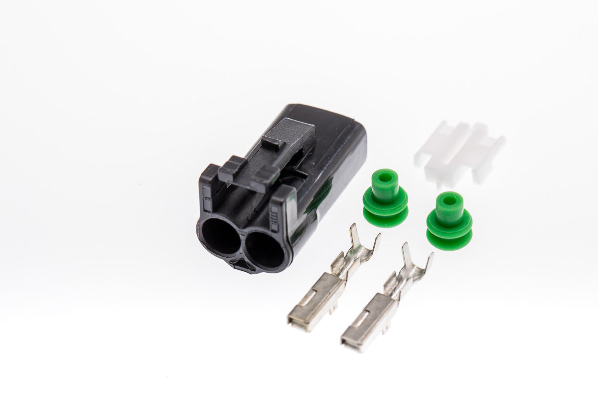 Connector weiblich 2 polig mit Einzeladerabdichtungen & Crimpverbinder CSF10476