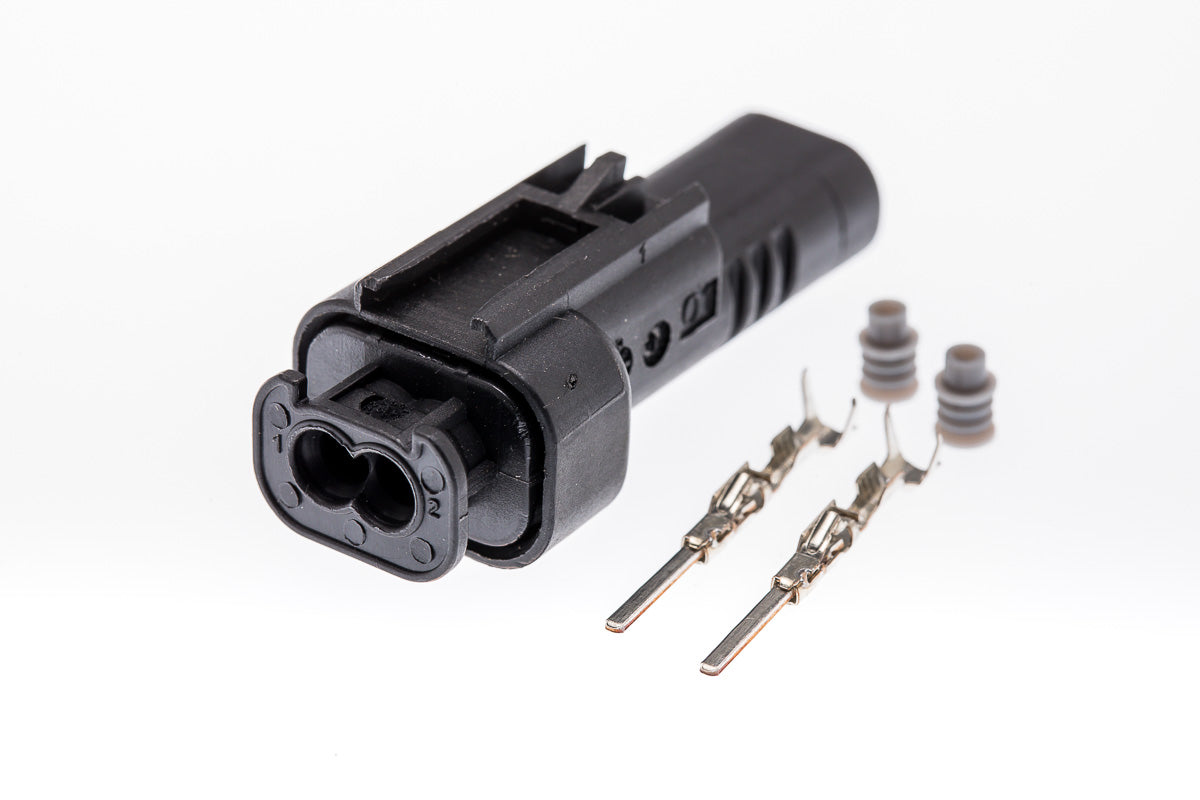 Connector männlich 2 polig mit Einzeladerabdichtungen & Crimpverbinder CSM10187