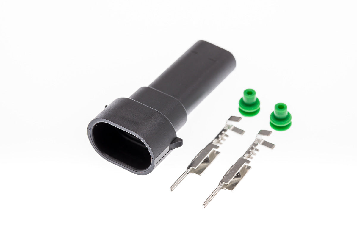 Connector männlich 2 polig mit Einzeladerabdichtungen & Crimpverbinder CSM10247