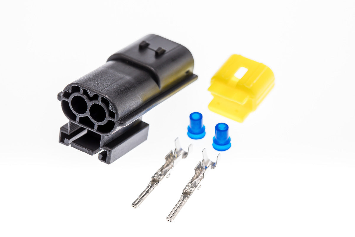 Connector männlich 2 polig mit Einzeladerabdichtungen & Crimpverbinder CSM10581