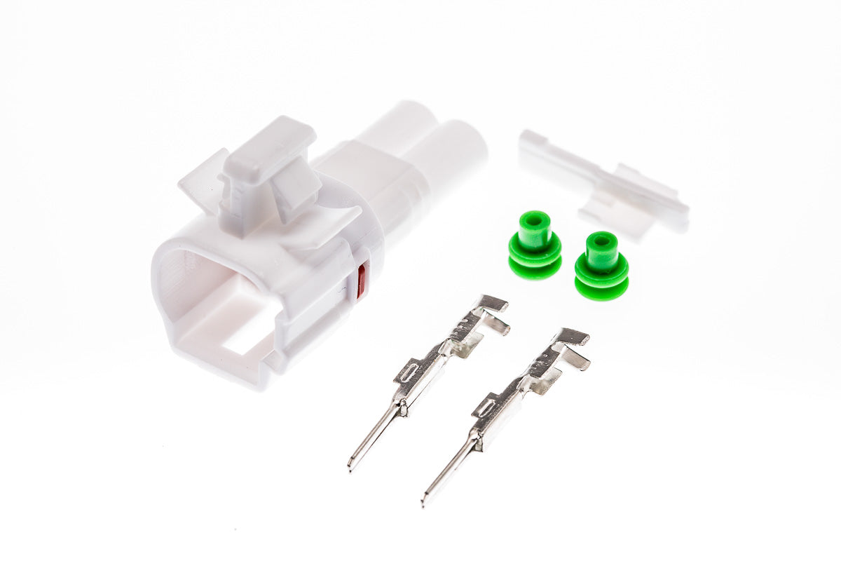 Connector männlich 2 polig mit Einzeladerabdichtungen & Crimpverbinder CSM10596