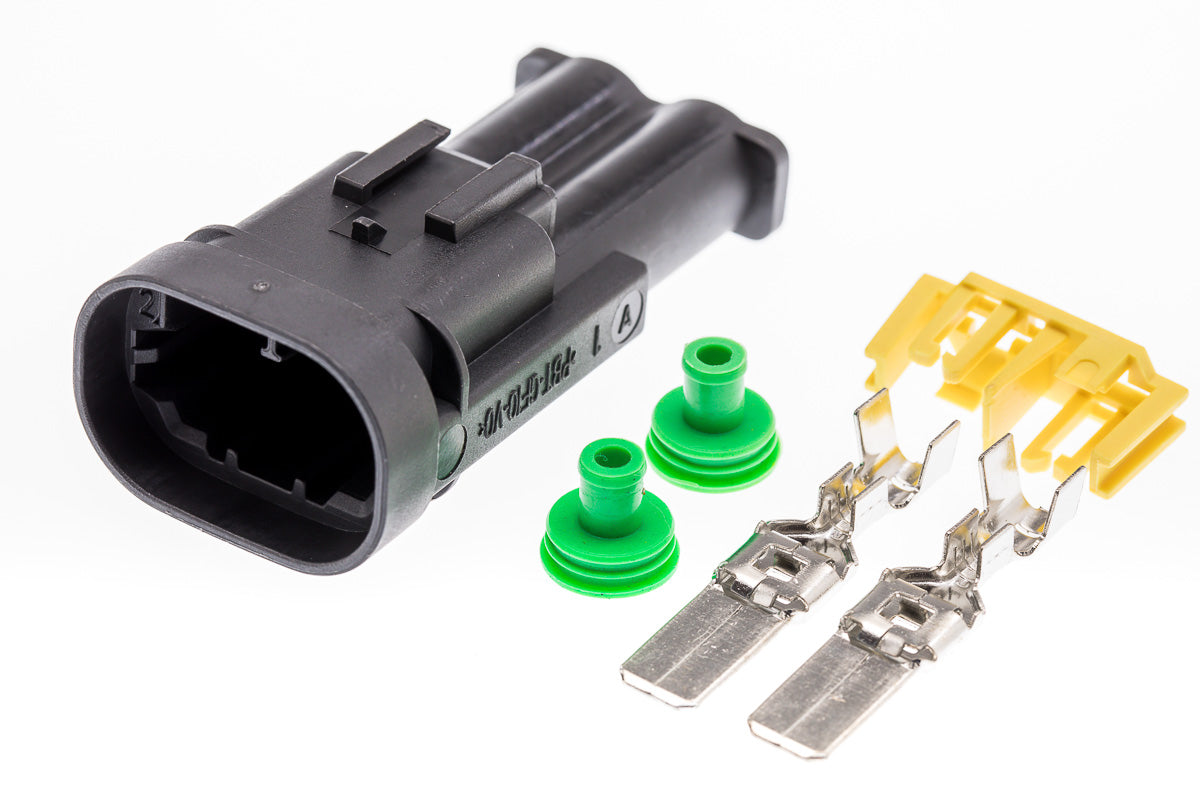 Connector männlich 2 polig mit Einzeladerabdichtungen & Crimpverbinder CSM10666