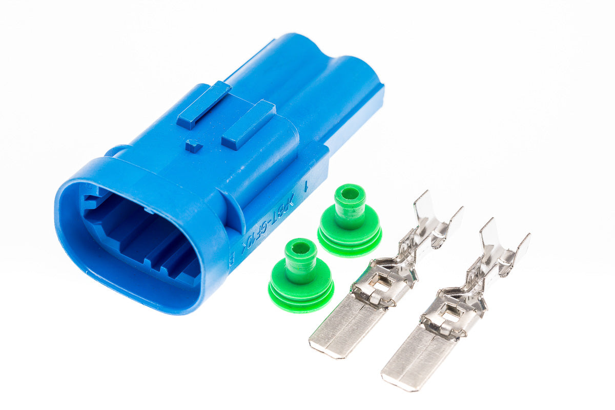 Connector männlich 2 polig mit Einzeladerabdichtungen & Crimpverbinder CSM10668