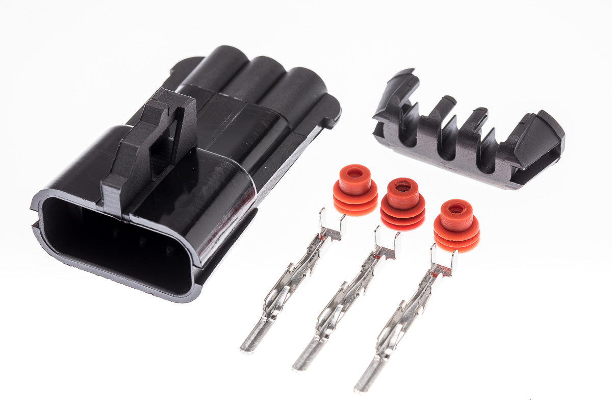 Connector männlich 3 polig mit Einzeladerabdichtungen & Crimpverbinder CSM11211