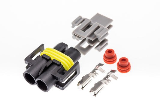 Connector  weiblich  2 polig mit Einzeladerabdichtungen & Crimpverbinder CSF10279