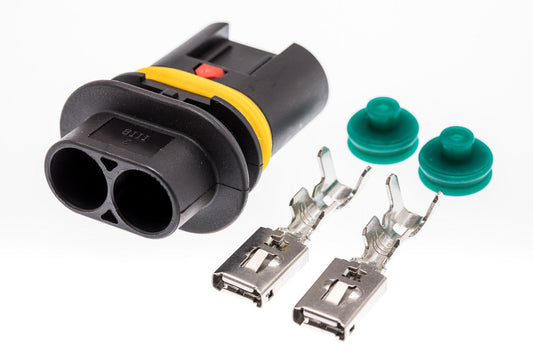 Connector  weiblich  2 polig mit Einzeladerabdichtungen & Crimpverbinder CSF10414