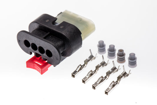 Connector weiblich 4 polig mit Einzeladerabdichtungen & Crimpverbinder CSF11761