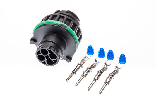 Connector weiblich 4 polig mit Einzeladerabdichtungen & Crimpverbinder CSF12139