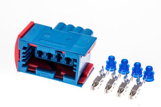 Connector weiblich 4 polig mit Einzeladerabdichtungen & Crimpverbinder CSF12182