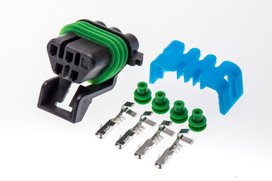 Connector weiblich 4 polig mit Einzeladerabdichtungen & Crimpverbinder CSF12221