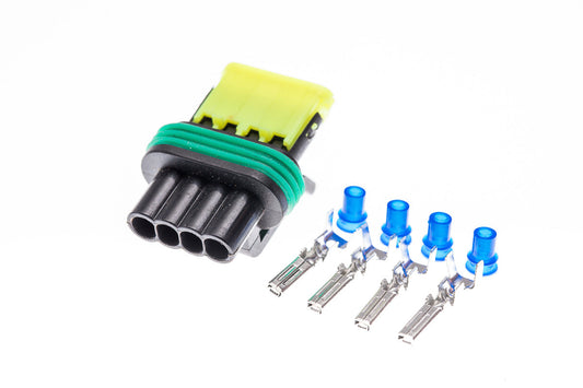 Connector weiblich 4 polig mit Einzeladerabdichtungen & Crimpverbinder CSF12270