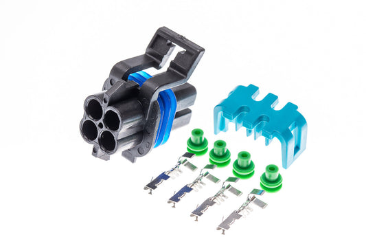 Connector weiblich 4 polig mit Einzeladerabdichtungen & Crimpverbinder CSF12273