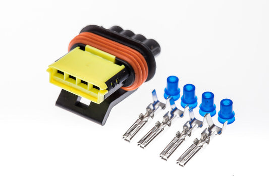 Connector weiblich 4 polig mit Einzeladerabdichtungen & Crimpverbinder CSF12274