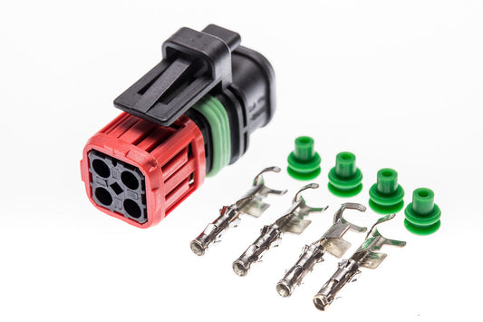 Connector weiblich 4 polig mit Einzeladerabdichtungen & Crimpverbinder CSF12352