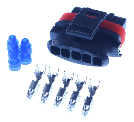 Connector weiblich 5 polig mit Einzeladerabdichtungen & Crimpverbinder CSF12474