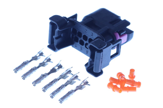 Connector weiblich 6 polig mit Einzeladerabdichtungen & Crimpverbinder  CSF12632