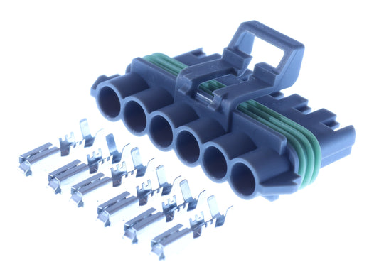Connector weiblich 6 polig mit Einzeladerabdichtungen & Crimpverbinder CSF12644