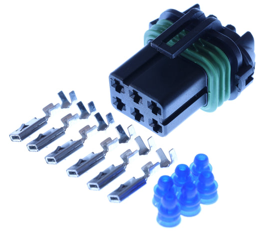 Connector weiblich 6 polig mit Einzeladerabdichtungen & Crimpverbinder CSF12702
