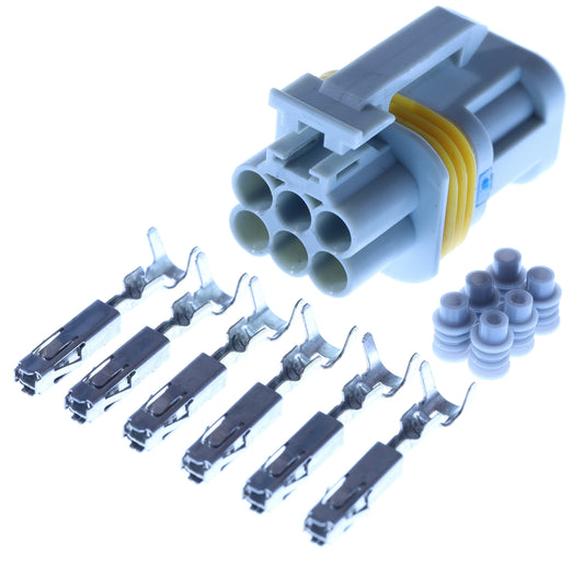 Connector weiblich 6 polig mit Einzeladerabdichtungen & Crimpverbinder CSF12735
