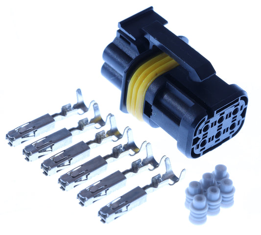 Connector weiblich 6 polig mit Einzeladerabdichtungen & Crimpverbinder CSF12736