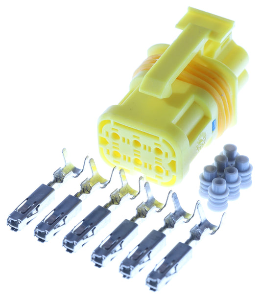 Connector weiblich 6 polig mit Einzeladerabdichtungen & Crimpverbinder CSF12737
