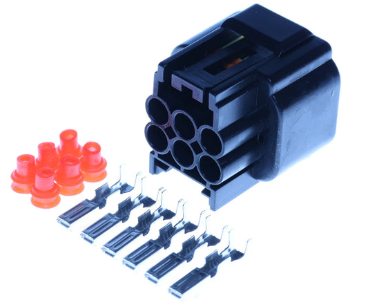 Connector weiblich 6 polig mit Einzeladerabdichtungen & Crimpverbinder CSF13089