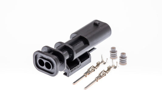 Connector  männlich  2 polig mit Einzeladerabdichtungen & Crimpverbinder CSM10183