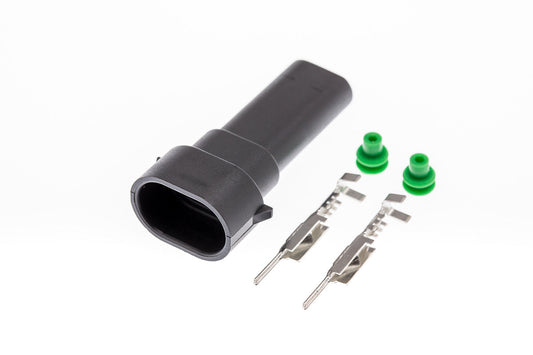 Connector  männlich  2 polig mit Einzeladerabdichtungen & Crimpverbinder CSM10247