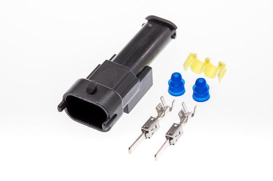 Connector  männlich  2 polig mit Einzeladerabdichtungen & Crimpverbinder CSM10302