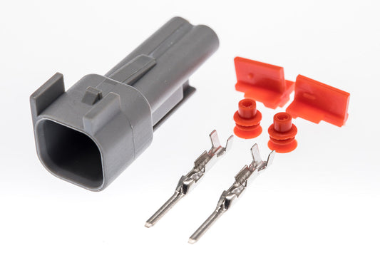 Connector  männlich  2 polig mit Einzeladerabdichtungen & Crimpverbinder CSM10342
