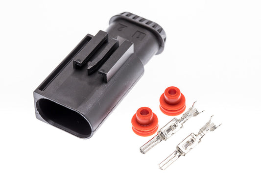 Connector  männlich  2 polig mit Einzeladerabdichtungen & Crimpverbinder CSM10354