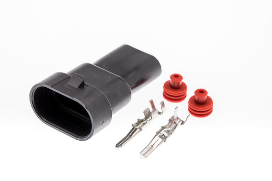 Connector  männlich  2 polig mit Einzeladerabdichtungen & Crimpverbinder CSM10428