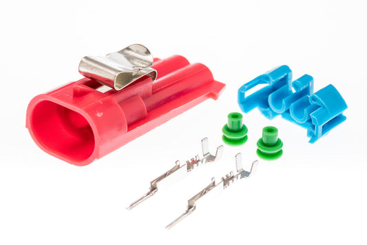 Connector  männlich  2 polig mit Einzeladerabdichtungen & Crimpverbinder CSM10437