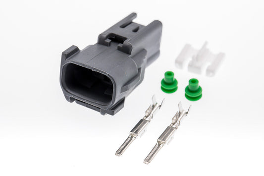 Connector  männlich  2 polig mit Einzeladerabdichtungen & Crimpverbinder CSM10486