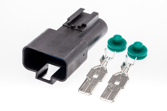 Connector  männlich  2 polig mit Einzeladerabdichtungen & Crimpverbinder CSM10522