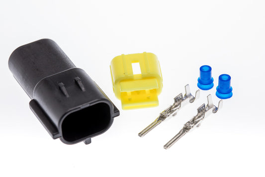 Connector  männlich  2 polig mit Einzeladerabdichtungen & Crimpverbinder CSM10577