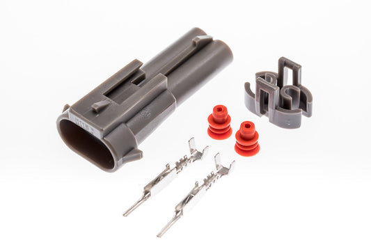 Connector  männlich  2 polig mit Einzeladerabdichtungen & Crimpverbinder CSM10589