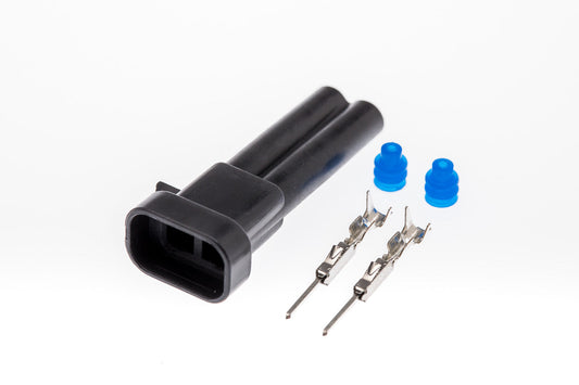 Connector  männlich  2 polig mit Einzeladerabdichtungen & Crimpverbinder CSM10647