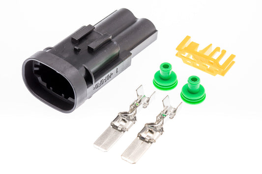 Connector  männlich  2 polig mit Einzeladerabdichtungen & Crimpverbinder CSM10659