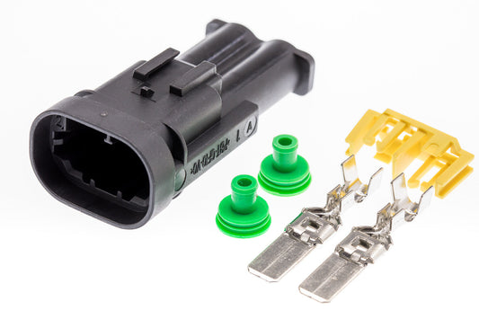 Connector  männlich  2 polig mit Einzeladerabdichtungen & Crimpverbinder CSM10666