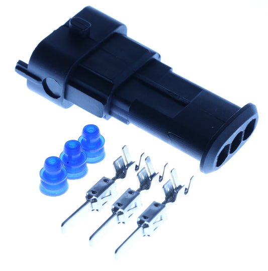 Connector  männlich  3 polig mit Einzeladerabdichtungen & Crimpverbinder CSM11586