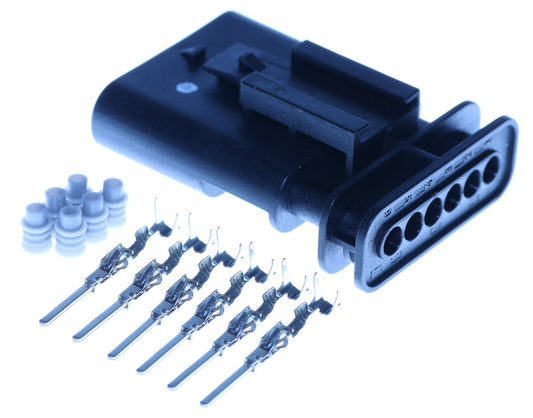 Connector männlich 6 polig mit Einzeladerabdichtungen & Crimpverbinder CSM13024